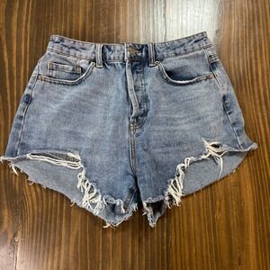 WILD FABLE Womens Denim Shorts 2 Blue High Rise Distressed Raw Hem Casual